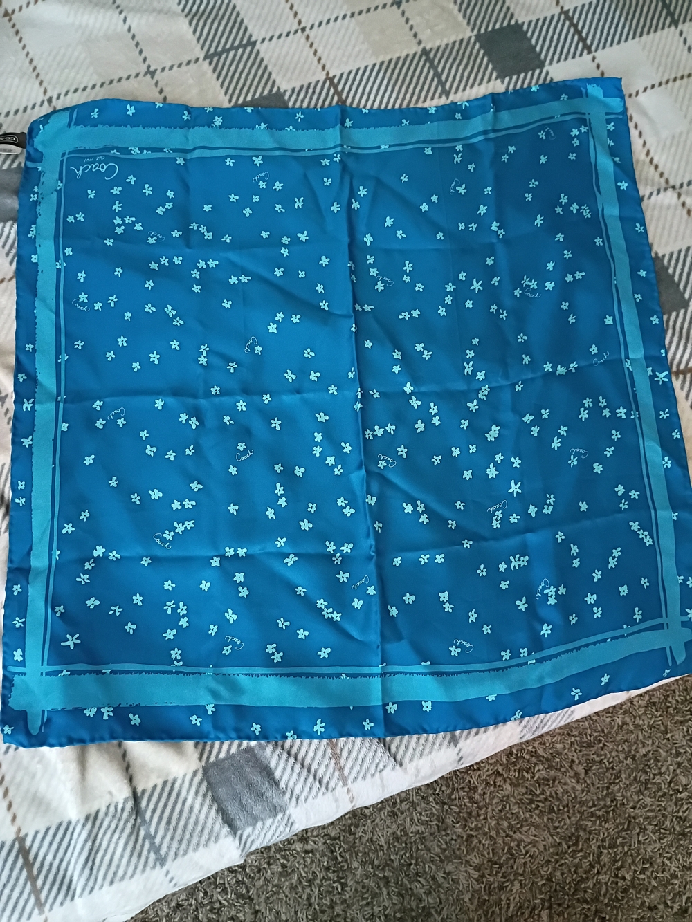 Coach Blue Floral Silk Scarf
